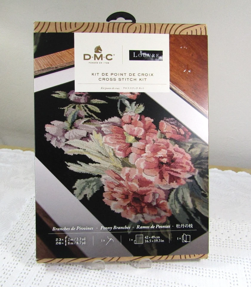 DMC X 卢浮宫牡丹分支高级计数十字绣套件 16.5X19.3 全新 — 第 2/4 张图片