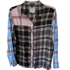 Rails Flannel Lite frayed hem plaid women’s shirt size L