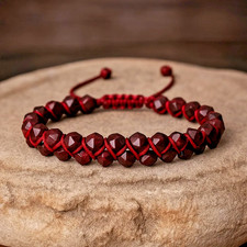 Natural Garnet Beads Healing Burgundy Gemstone Crystal Braided Bracelet Gift