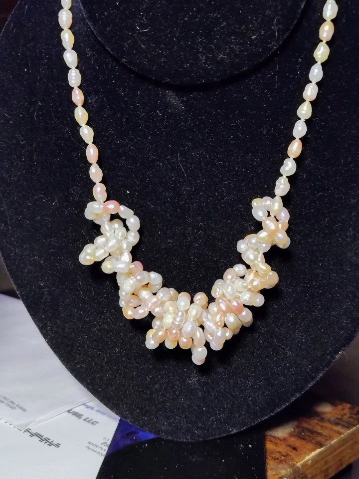 "Collar barroco de perlas de agua dulce 34"" cierre de filigrana de oro anudado pastel múltiple" Foto 2 de 4