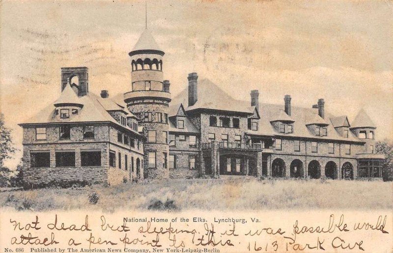 Lynchburg Virginia National Home of the Elks Vintage Postcard AA115849