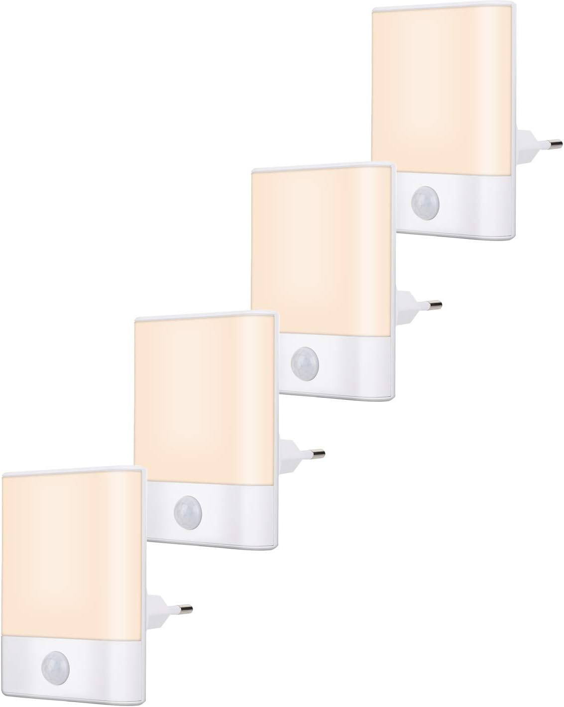 Set 4 Luci Notturne LED con Sensore Movimento per Presa | Sicurezza Casa