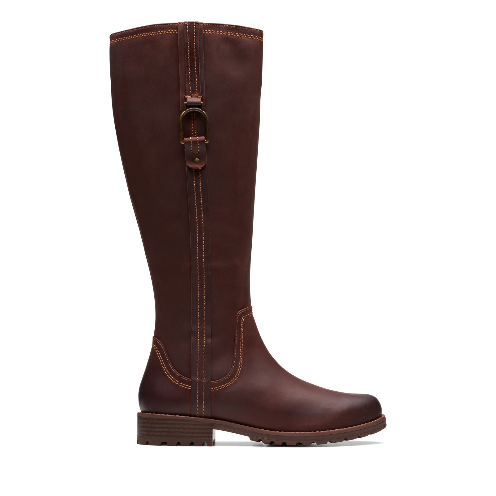 Clarks Aspra HI 26174956 Womens Brown Wide Leather Zipper Knee High Boots 6.5