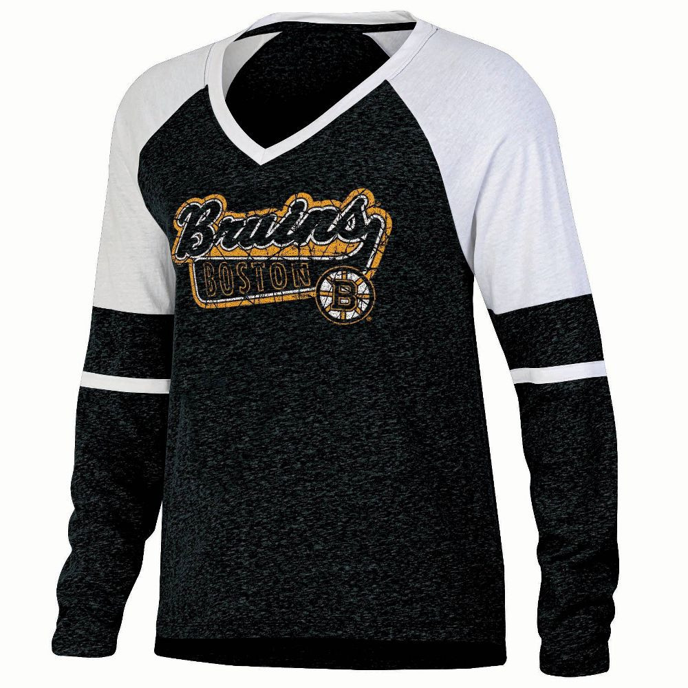 Женская футболка NHL Boston Bruins темного цвета с длинным рукавом - L