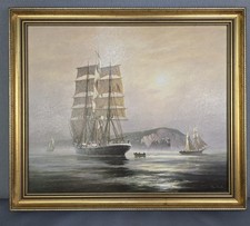 Oil on board painting Roger Desoutter Hove to off the Needles, signed & framed