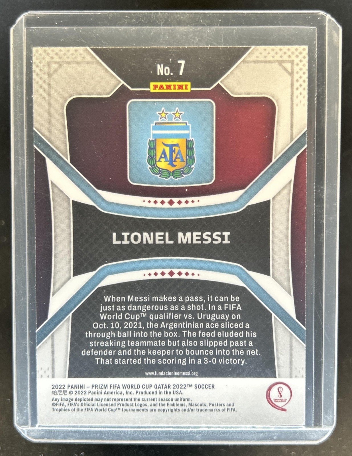 2022-23 Panini Prizm World Cup Lionel Messi #7 Argentina view 2
