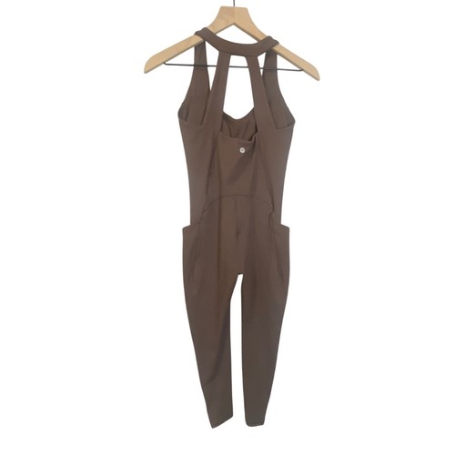 Harmony and Balance Brown Sleeveless Jumpsuit Ankle Length Side Pockets Sz S - Picture 15 of 15
