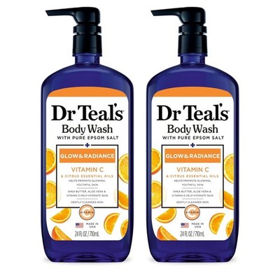 Dr Teal's Body Wash with Pure Epsom Salt, Glow & Radiance with Vitamin C & Citru