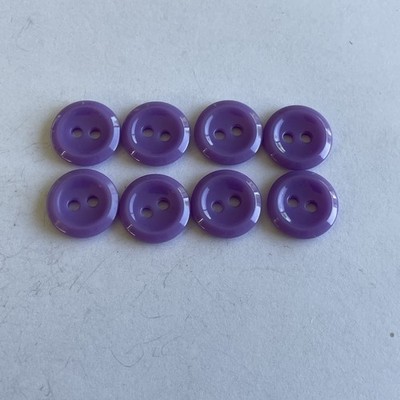 Vintage Plastic Buttons Set Of 8 Purple 9/16  Sew Through 2 Hole