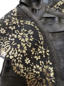 Bordelle Lingerie Suspener Skirt Corset Cincher Waspie Girdle Gold Lace Vintage