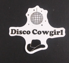 Disco Cowgirl Black  White Western Cowgirl Sticker 2" x 2.38" AN 
