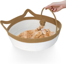 Cozy Cotton Rope Cat Bed with Play Ball - Foldable Pet Sofa for Small Dogs
