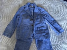 Preowned Janie And Jack Rachel Zoe Boys Blue Linen Suit, 2 Pieces Size 4T