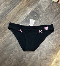 VtG NWT Victoria's Secret S PINK Black Cheeky Bikini Panty Panties SMALL 5 VS