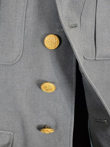 Vintage US Army Coat Mens Long 35 Army Green Shade 44 Wool Serge Service 60s - Picture 9 of 18