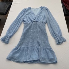 Ladies Dress Shein Size L Blue Long Sleeve V Neck 31941