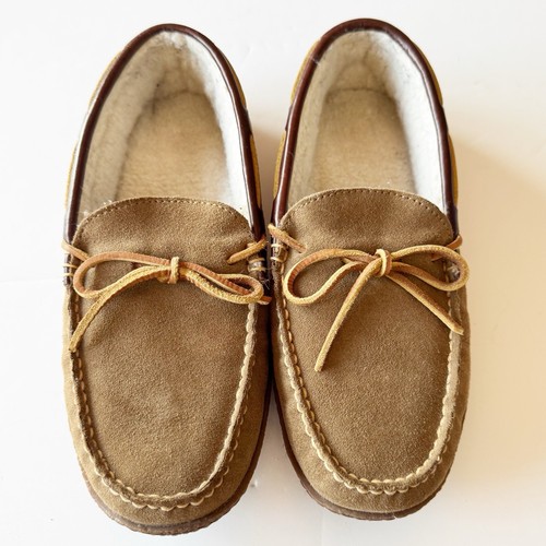 LL Bean Wicked Good Leder Mokassin Slipper Herren Größe 9 hellbraun Slipper harte Sohle - Bild 14 von 14