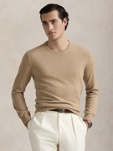 Polo Ralph Lauren   Washable cashmere Crew Neck Sweater Camel Melange Sz XL $348