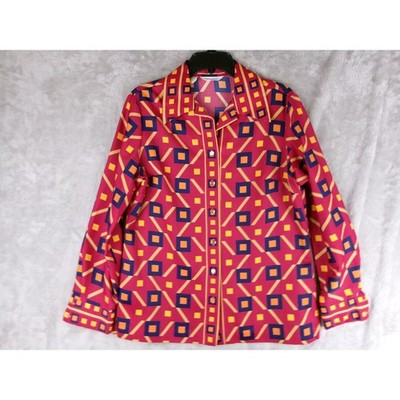 Vintage Alex Colman California Geometric Mod Disco Blouse Psychedelic 70s Top