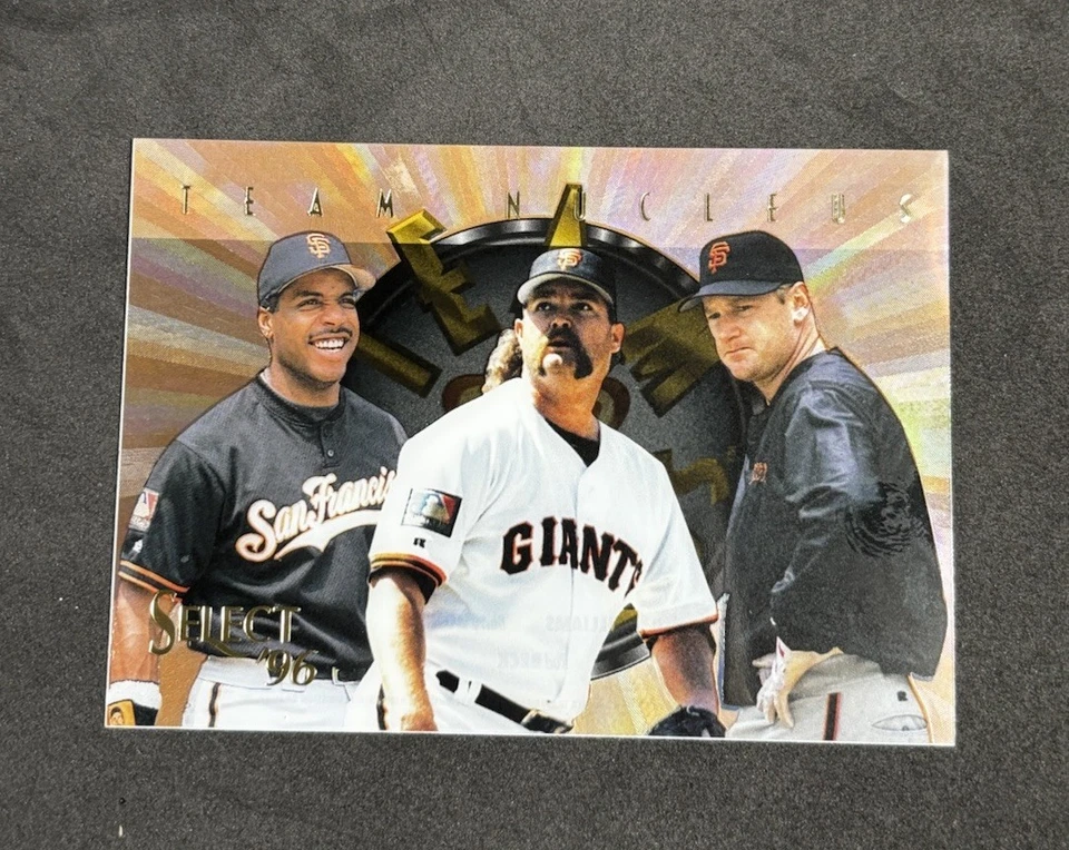 Seleccionar "núcleo de equipo" 1996 Barry Bonds/Matt Williams/Rod Beck raro/impresionante inserto Foto 2 de 4