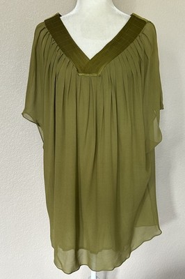Rimzim Dadu Tunic Mini Dress L Metal And Chiffon Green LNWOT