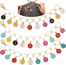 3Pcs Flat round with Number Alloy Enamel Charms Knitting Row Counter Chains for
