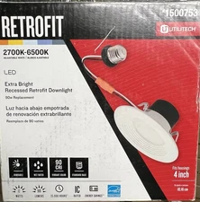 TWO (2) Utilitech Retrofit 4 Inch Recessed Downlight LED 2700-6500K. NEW 1500753