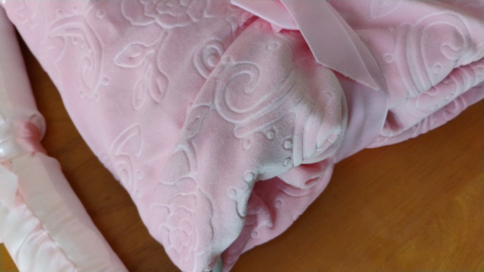 Stephan Baby Pink Embossed Flower Blanket Soft Fleece Security Lovey 30 x40" NEW