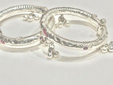 New Born Adjustable Solid Silver Bangles Bracelet Baby Foot Jewelry