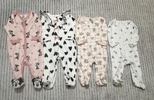 Baby Girl 3-6M Sleeper Bundle 4pc Disney Carter  s Footed Pajamas Lot