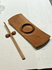 Vintage Handmade USA  Wooden Sushi Serving Tray Set w/ Chopsticks & Rests — photo 3