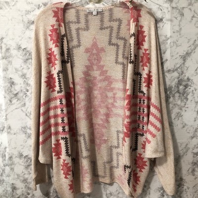 Moa Moa Aztec Open Knit Cardigan Womens Size Medium Lightweight