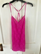 Hanky Panky Hot Pink Floral Signature Lace Chemise size S NWOT