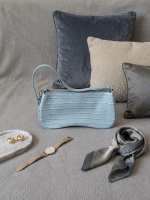 JW PEI Eva Shoulder Bag Ice Croc Pastel Blue Embossed Mini Aesthetic Purse Women