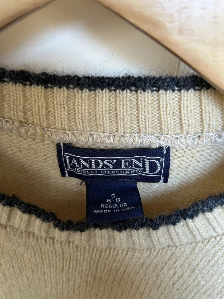 VTG Lands End Women’s Wool Sweater Cream Made In USA Small - Image 3 of 4