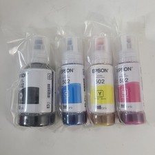Genuine Epson 502 Ink Combo Bottle for ECO-TANK ET-Printers-OEM-4PK Exp 08/27