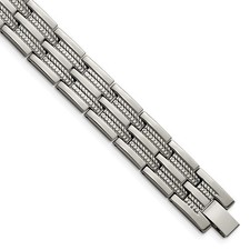 Titanium Polished and Textured Link Bracelet 8.5"