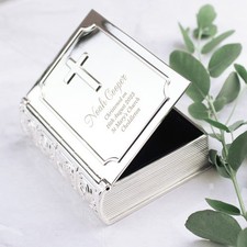Personalised Bible Engraved Trinket Box Christening 1st Holy Communion Gift