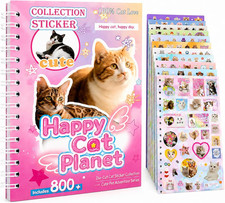 Cat Sticker with 800 Cat Meme Stickers, 30 Pages Cute Die Cut Stickers, 3 Coat