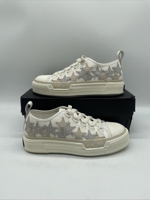 Amiri Star Court Low Sneaker Star Patch Canvas White Multi Alabaster UK 6 EU 39