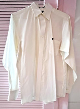 CHAPS Men's Dress Shirt 16 34-35 Large Solid White Pinpoint Oxford 100% Cotton