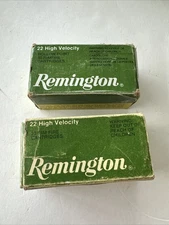 2 Vintage Remington 22 Long Rifle 1622 Hollow Point Ammunition Shell Box Empty