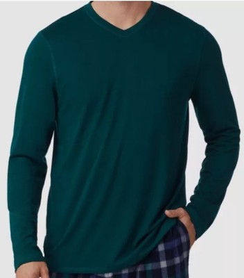 $37 Cuddl Duds Men's Green Cozy Lodge Sleepwear V Neck Pajama Top Size Small