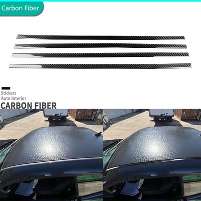 4x Real Carbon Fiber Car Roof Side Cover Trim Strips For Dodge Challenger 15-23