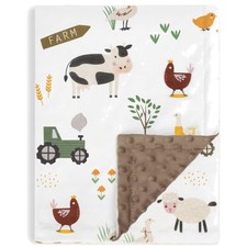 Lightweight Infant Toddler Blanket with Farm Animals