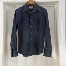 Levi's Shirt Men's Medium Denim Pearl Snap Indigo Dual Pocket Western Workwear
