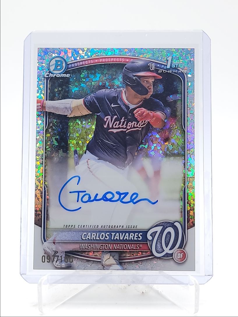 CARLOS TAVARES 2025 BOWMAN CHROME 1ST MINI DIAMOND REFRACTOR AUTO /100 Q4060