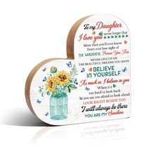 Haizct To My Daughter Never Forget That I Love You Wooden Heart Plaque Vintage