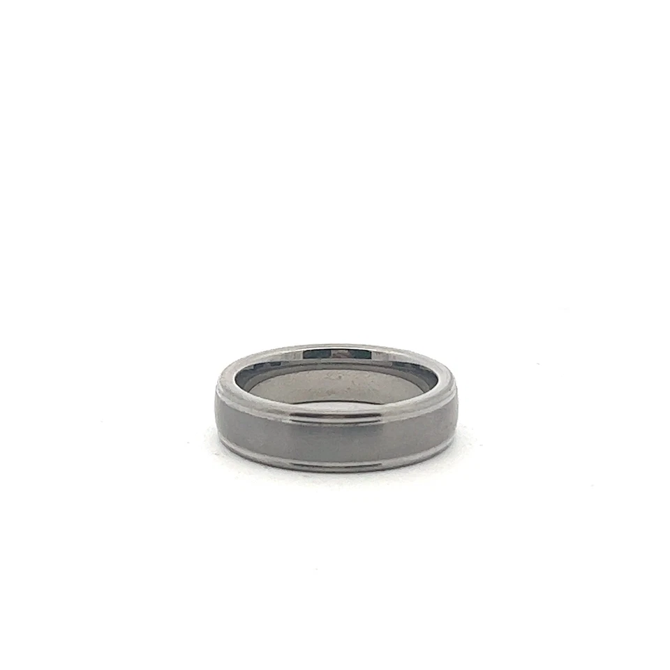 Tungsten 6.4mm Satin Center Polished Groove Edge Band Ring - Image 3 of 4
