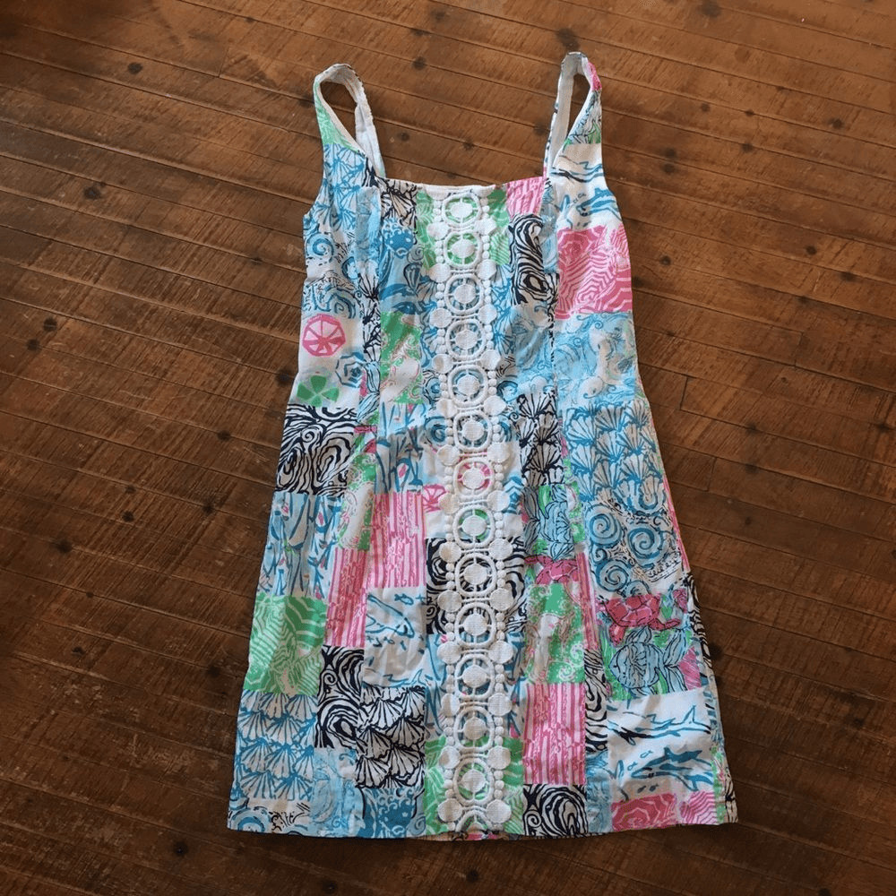 Lilly Pulitzer patchwork shift with lace placket - image 1